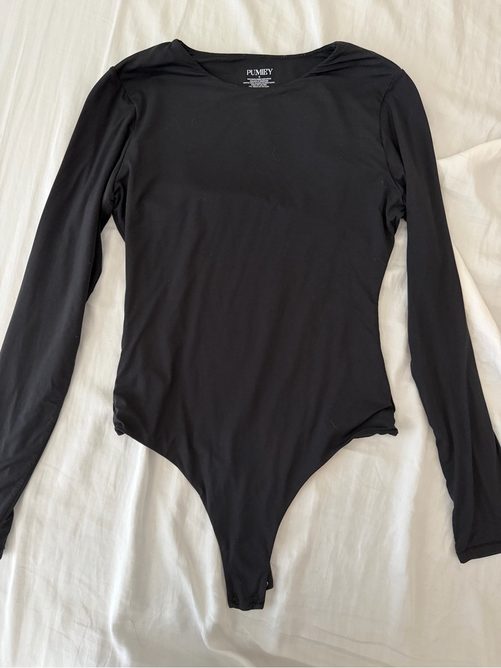 Pumiey Black Long-Sleeve Bodysuit for Women